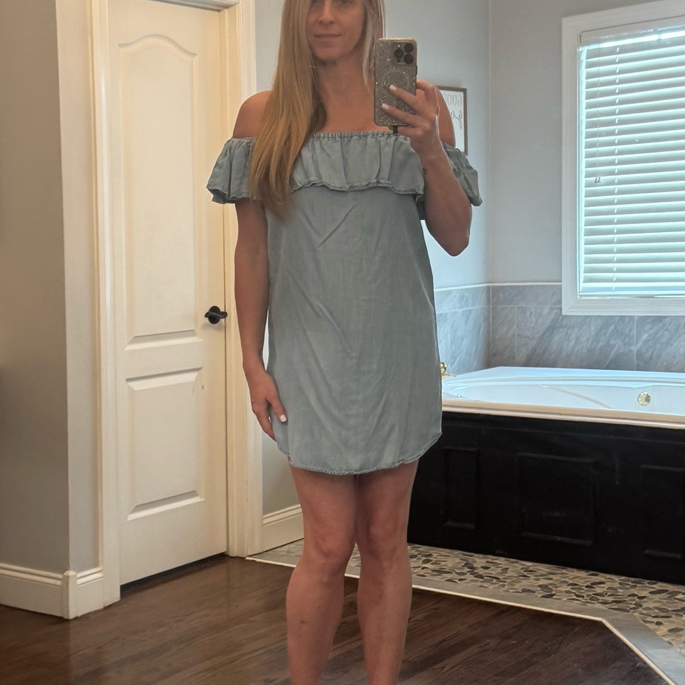Off-Shoulder Blue Dress